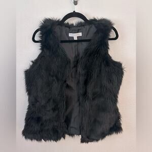 New York & Company Black Faux Fur Vest